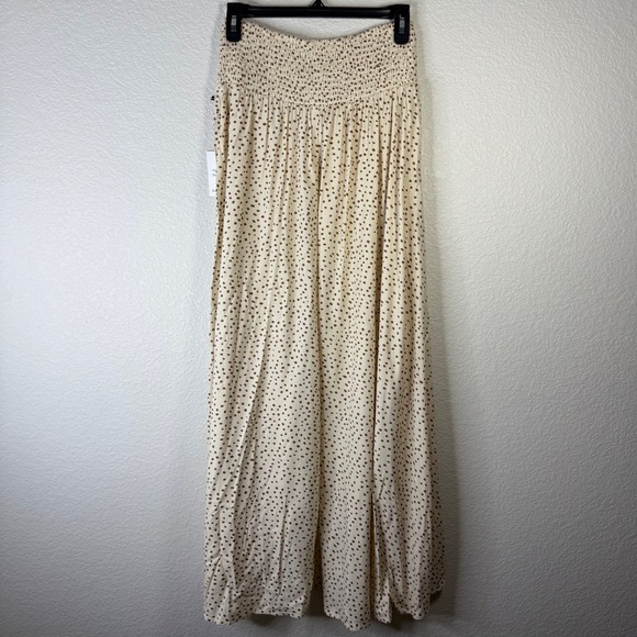 Japna Brown Polka Dot High Low Maxi Skirt Smocked Waist Bohemian Womens Size M‎ - Picture 7 of 7